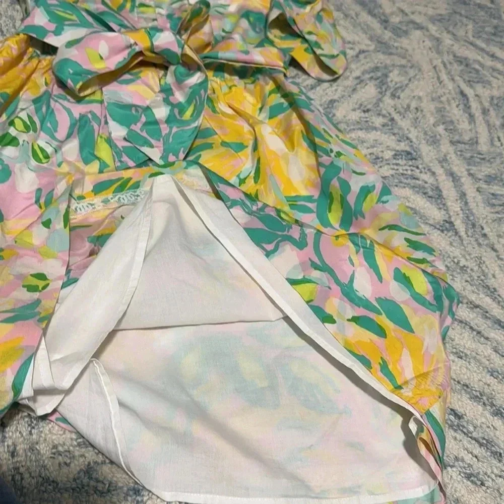 Lilly Pulitzer, pastel silk fit and flare waist tie dress six ￼